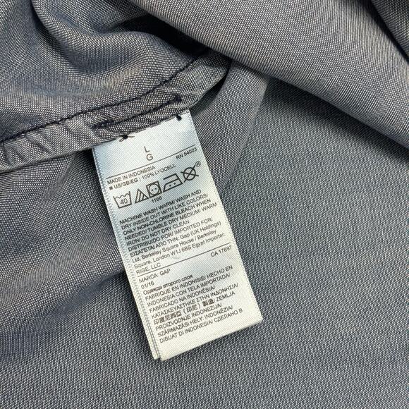 GAP Dark Indigo Womens‎ L Minimalist Tencel Chambray Keyhole Back Sleeveless Top - Picture 5 of 11